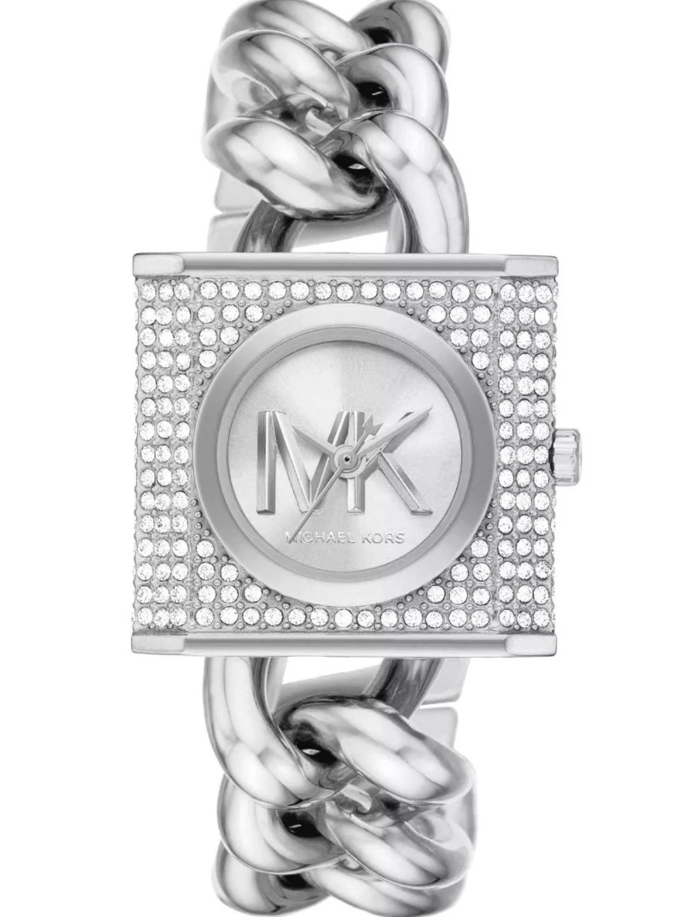 Michael Kors Silver Crystal-Accent Chain Bracelet Watch